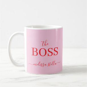 Modern Pink The Boss Name   Mädchenhaftes Geschenk Kaffeetasse