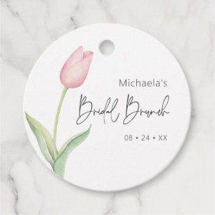Modern Pink Tulip Solo Bridal Brunch Geschenkanhänger