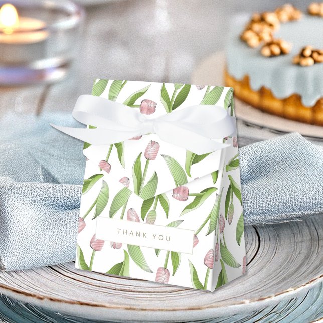 Modern Pink Tulip Vielen Dank Party Geschenkschachtel (Von Creator hochgeladen)