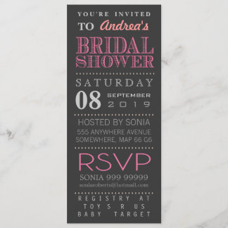 Modern Pink Typografie Bridal Polterabend Long Einladung