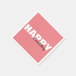 Modern Pink Typografy Happy Birthday Party Serviette