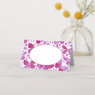 Modern Pink Watercolor Butterfly Platzkarte