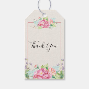 Modern Pink Watercolor Floral Bouquet Vielen Dank Geschenkanhänger