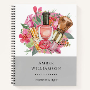 Modern Pink Watercolor Makeup Artist Girly Chic Notizbuch