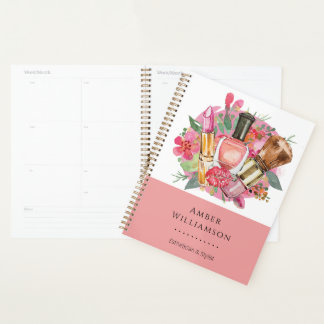 Modern Pink Watercolor Makeup Artist Girly Chic Planer