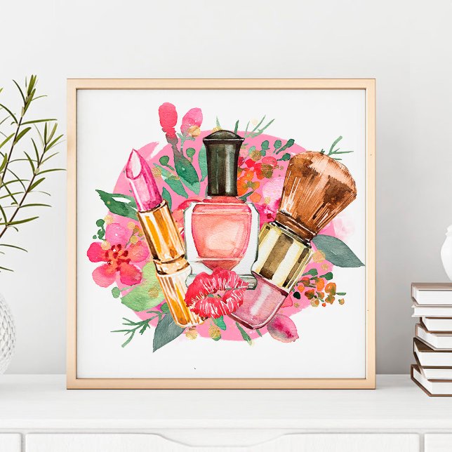 Modern Pink Watercolor Makeup Artist Girly Chic Poster (Von Creator hochgeladen)