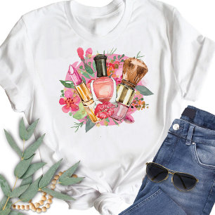 Modern Pink Watercolor Makeup Artist Girly Chic T-Shirt