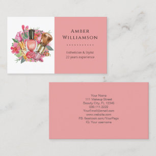 Modern Pink Watercolor Makeup Artist Girly Chic Visitenkarte