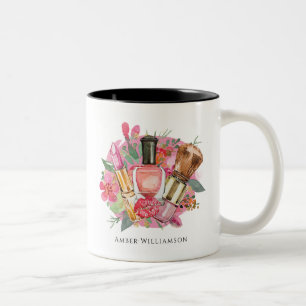 Modern Pink Watercolor Makeup Artist Girly Chic Zweifarbige Tasse