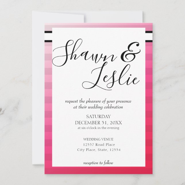 Modern Pink Wedding Typografy Invasion V2 Einladung (Vorderseite)