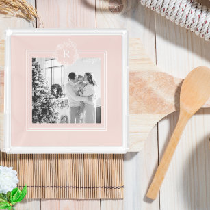 Modern Pink & White Family Foto   Acryl Tablett