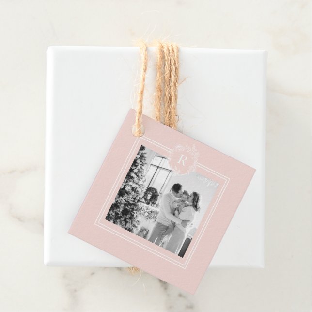 Modern Pink & White Family Foto | Geschenkanhänger (Beispiel)