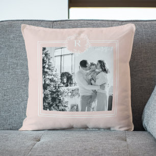 Modern Pink & White Family Foto Kissen