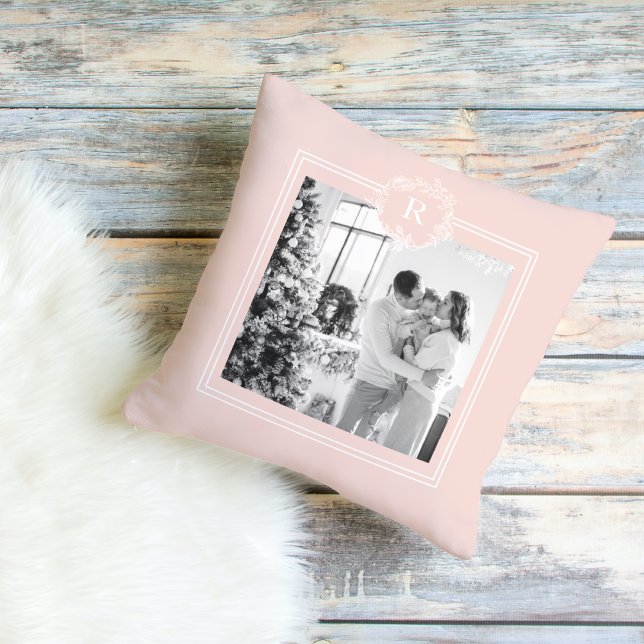 Modern Pink & White Family Foto | Kissen (Von Creator hochgeladen)