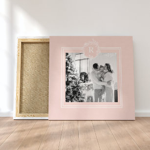 Modern Pink & White Family Foto   Leinwanddruck