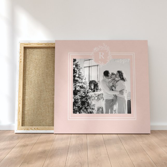 Modern Pink & White Family Foto | Leinwanddruck (Von Creator hochgeladen)