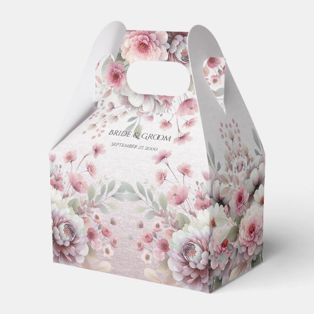 Modern Pink White Floral Gevor Box Geschenkschachtel (Vorderseite)