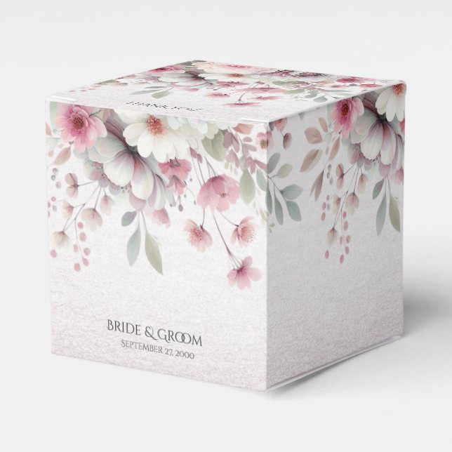Modern Pink White Floral Gevor Box Geschenkschachtel (Vorderseite)