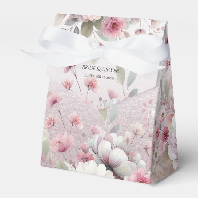 Modern Pink White Floral Gevor Box Geschenkschachtel (Vorderseite)
