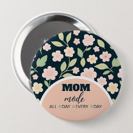 Modern Pink Wildflowers Pattern Button