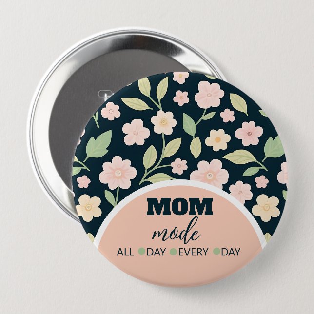 Modern Pink Wildflowers Pattern Button (Vorne & Hinten)