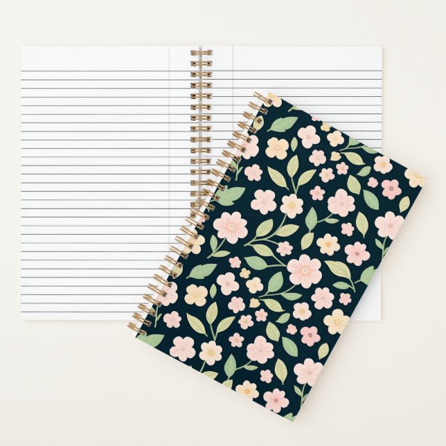 Modern Pink Wildflowers Pattern Notizbuch (Innen)