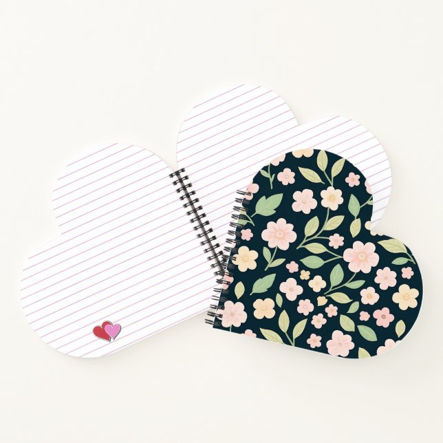 Modern Pink Wildflowers Pattern Notizbuch (Innenseite)