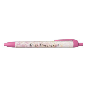 Modern Pink Yellow Watercolor Script Blue Ink Pen Kugelschreiber