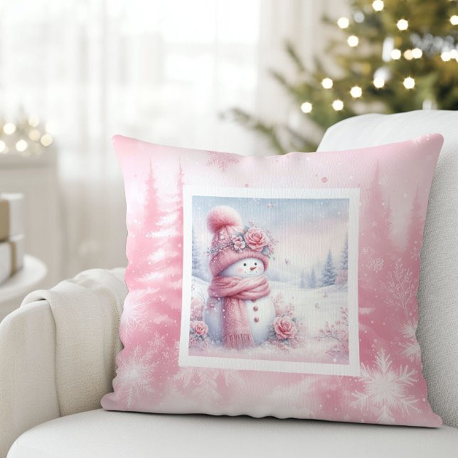 Modern Pinkmas Cozy Winter Forest Kids Room Pillow Kissen (Modern Pinkmas Cozy Winter Forest Kids Room Pillow)
