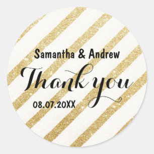 Modern pinsel goldene Streifen Hochzeit Danke Runder Aufkleber