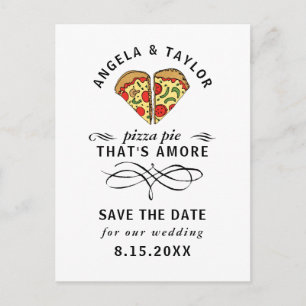 Modern Pizza Amore Black Typografy Save the Date Postkarte