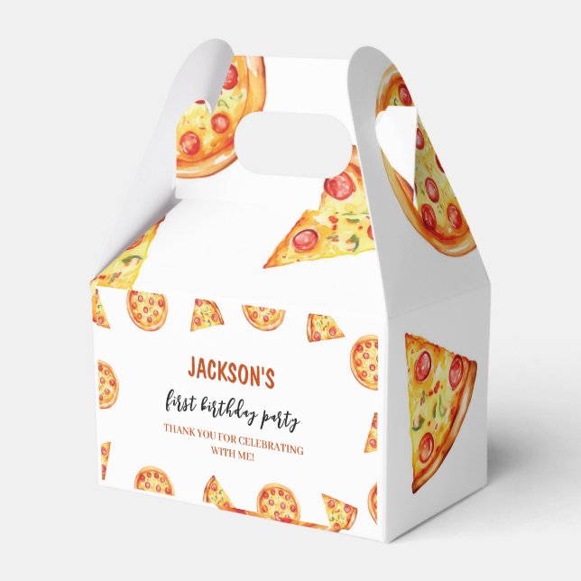 Modern Pizza Favor Box Birthday Party Geschenkschachtel (Vorderseite)