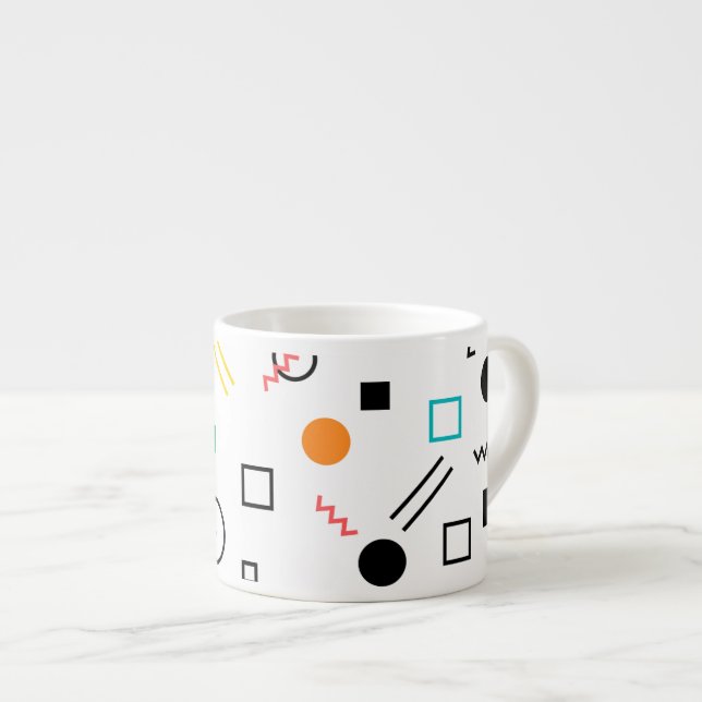 Modern, playful, cool, trendy, Memphis geometrisch Espressotasse (Vorderseite Rechts)