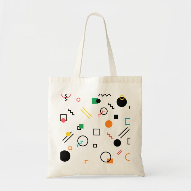 Modern, playful, cool, trendy, Memphis geometrisch Tragetasche (Vorne)