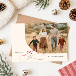 Modern Playful Family Kids Photo Red Bow Christmas Feiertagskarte