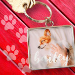 Modern Playful Simple Elegant Chic Pet Photo Schlüsselanhänger<br><div class="desc">This simple and classic design is composed of serif typography and add a custom photo of your pet.</div>