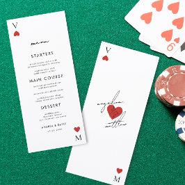 Modern Playing Card Casino Vegas Wedding Menu Menükarte