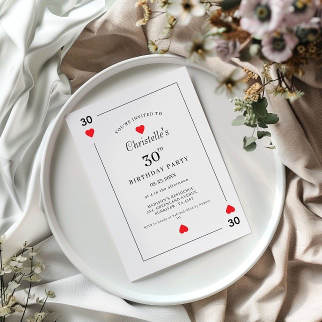 Modern Playing Card Playing Card 30th Birthday Einladung (Von Creator hochgeladen)