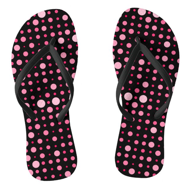 Modern Polka Dot 01.Pink Black BG Flip Flops (Fußbett)