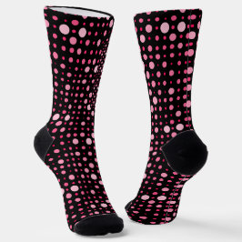 Modern Polka Dot 01.Pink Black BG Socken