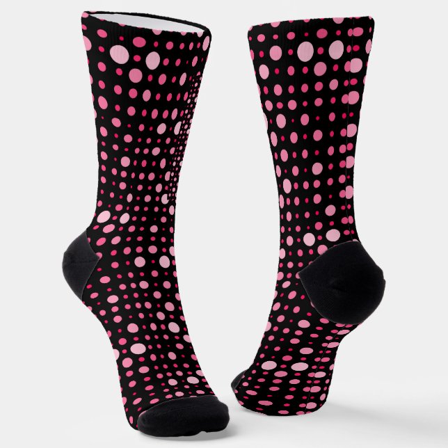 Modern Polka Dot 01.Pink Black BG Socken (Gewinkelt)