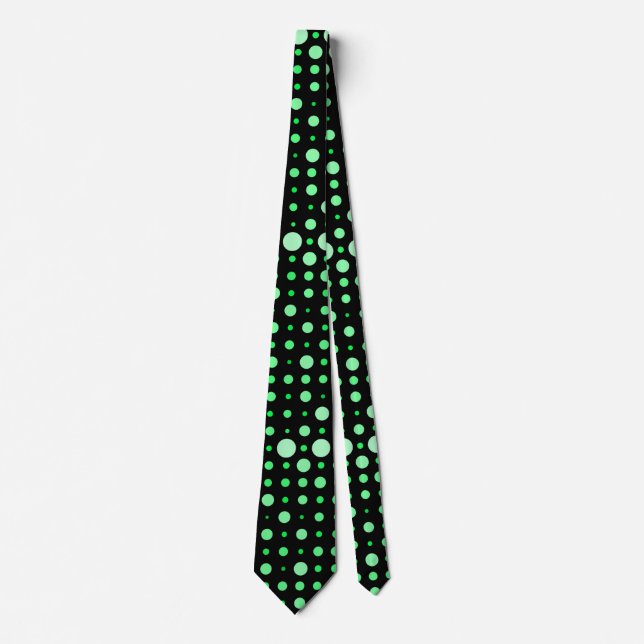 Modern Polka Dot 02.Green. Black BG Krawatte (Vorderseite)