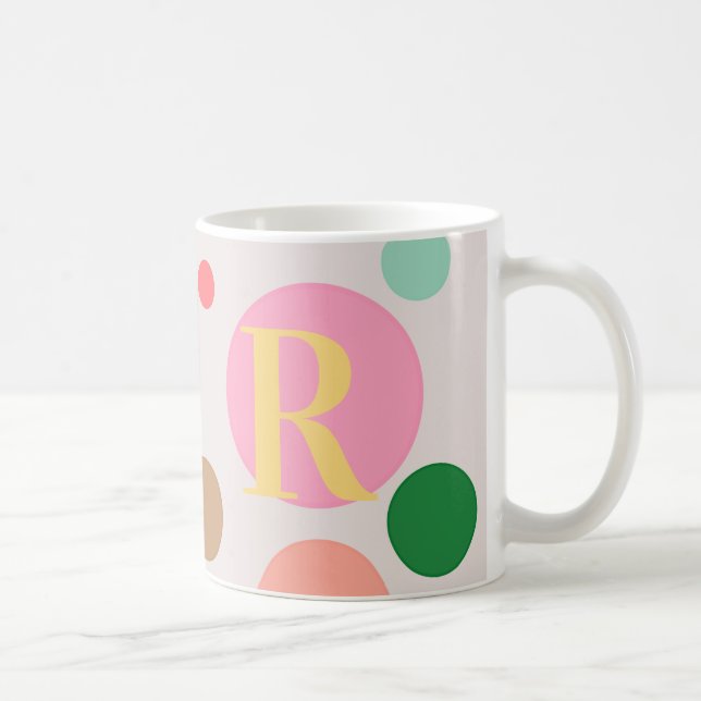 Modern Polka Dot Monogram Kaffeetasse (Rechts)