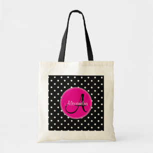 Modern Polka dot monogramm initial name pattern Tragetasche