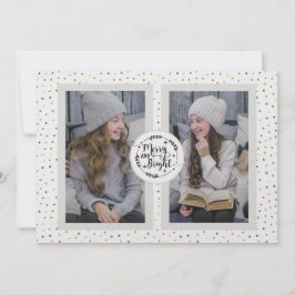 Modern, Polka Dot Zwei Foto Weihnachtskarte Weiß Feiertagskarte