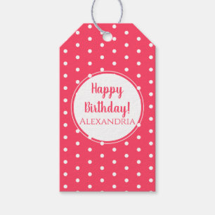 Modern Polka Dots Happy Birthday Geschenkanhänger