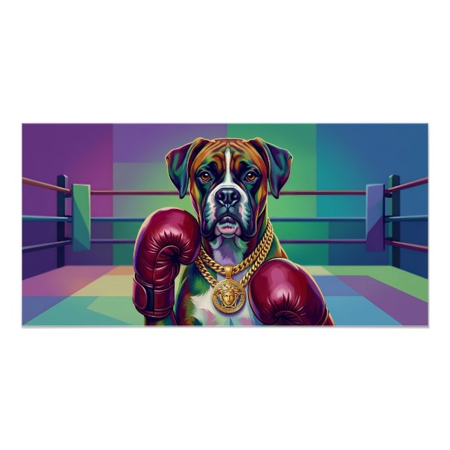 Modern Pop Art Boxer Dog Boxing Athlete Poster (Vorderseite)