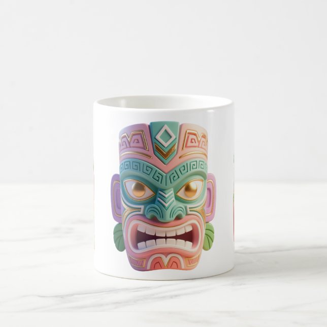 Modern Pop Art Tiki Head Mask Kaffeetasse (Mittel)