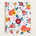 Modern Poppy Floral Muster Korallen Name Planer<br><div class="desc">Whimsical,  modern und lustig! Dieser personalisierte Planer mit einem prächtigen Blumendruck mit Blume und Blätter in Rosa,  Korallen,  Orange,  Blau und Grün schreit Freude. Wunderbar für Mütter,  Gärtner,  Bräute,  Teens und mehr. Teil einer Sammlung von Parcel Studios.</div>