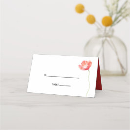 Modern Poppy Red Wedding Foto Platzkarte